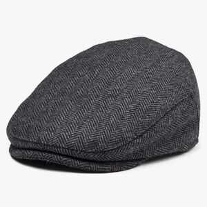 Boys Black and Gray Herringbone Newsboy Cap
